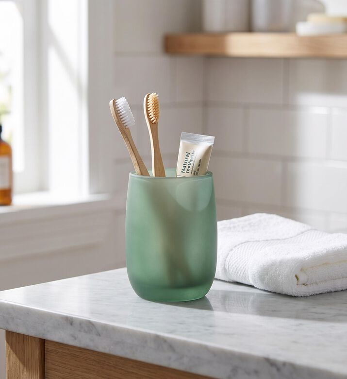 Andrea House Frosty Glass Bathroom Tumbler, Model View
