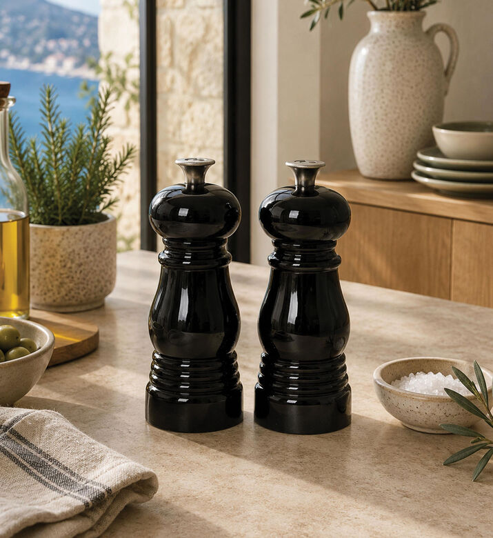 Le Creuset Ceramic Salt And Pepper Mill Set, Black, 11-cm, Packshot View