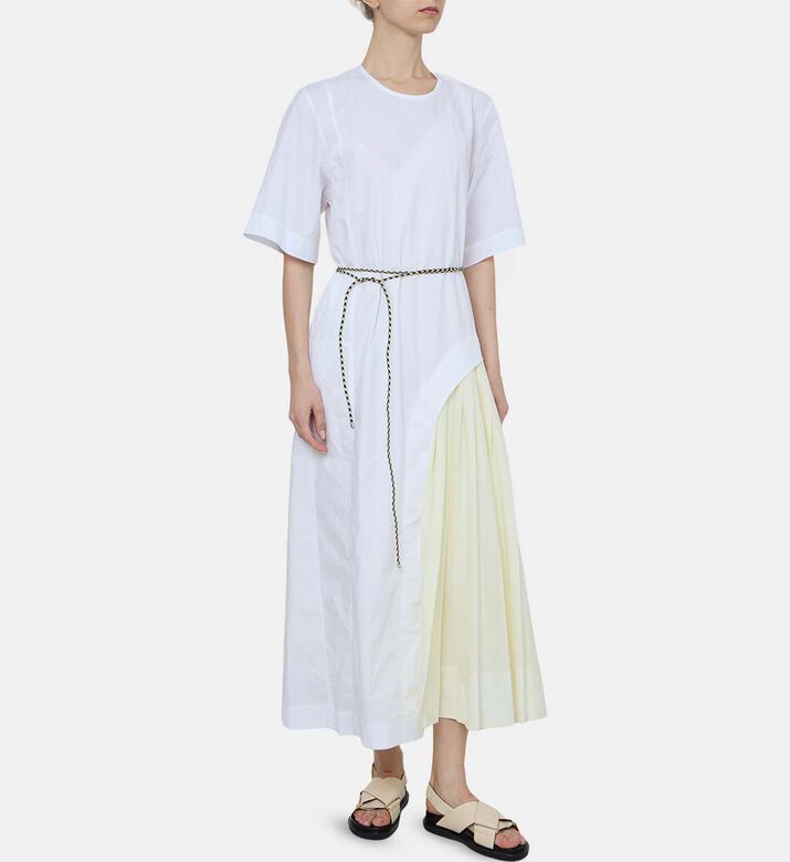 فستان متوسط الطول قطن بطيات فستان متوسط الطول قطن بطيات