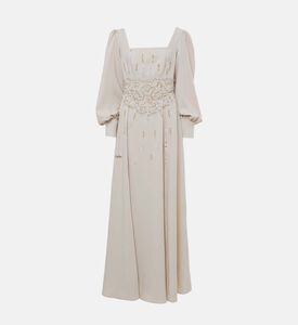 فستان طويل الأكمام مزين بترتر