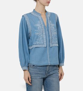 Ba and Sh Embroidered Long-sleeve Blouse, Model View