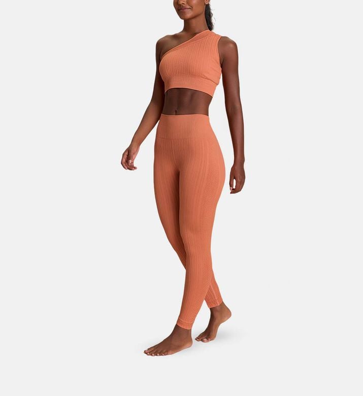 LIVE! Seamless Ribbed High-waist Leggings, Orange, Xs, Model View LIVE! Seamless Ribbed High-waist Leggings, Orange, Xs, Model View