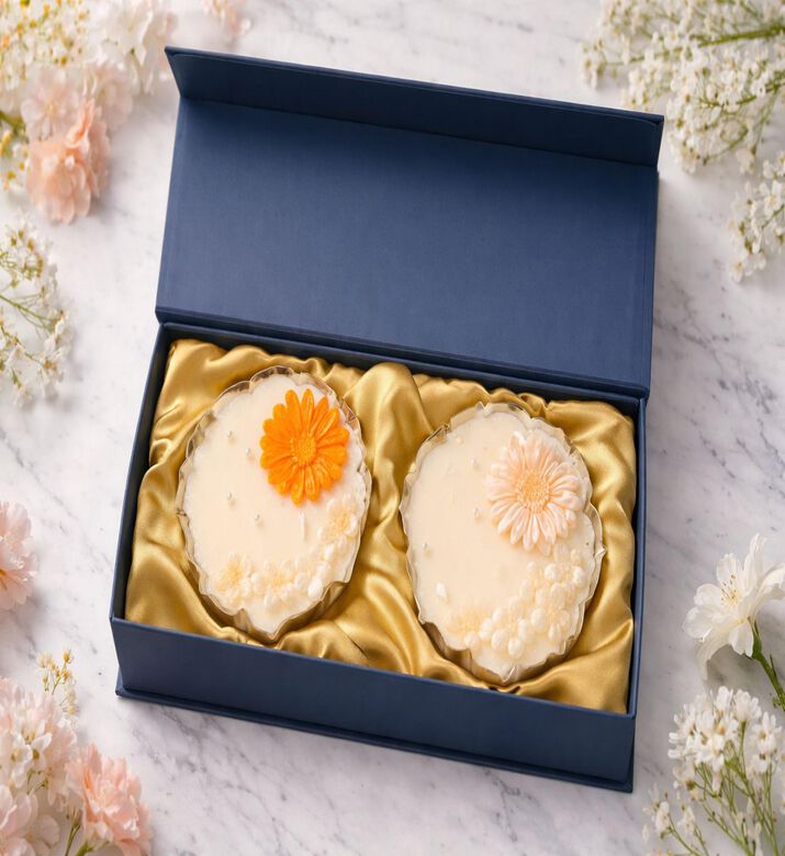 Tohfa Luxe Layali Decorative Gold 2-piece Candles Gift Box, Packshot View