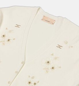 La Mia Bambina Floral Embroidered V-neck Cardigan, Packshot View