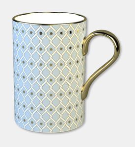 Imperial Gold Handle Blue Lattice Cylindrical Mug, Packshot View