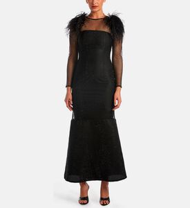 فستان إكليبس مزين بكريستال وريش