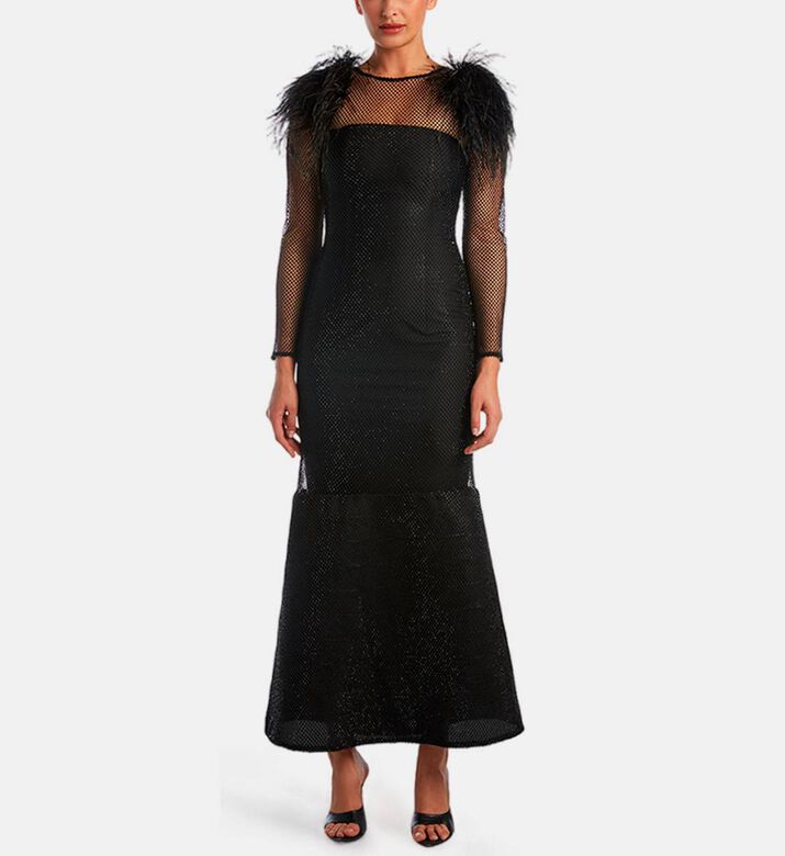 Eclipse Crystal Feather-trimmed Gown
