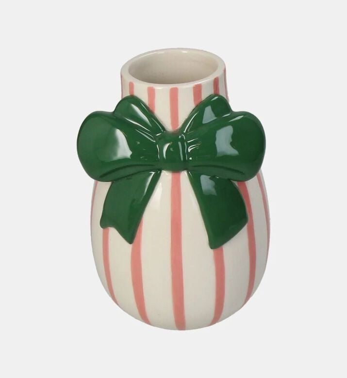 Kersten Bow Striped Stoneware Vase, Packshot View