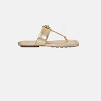 The Dual T-strap Metallic Leather Sandals