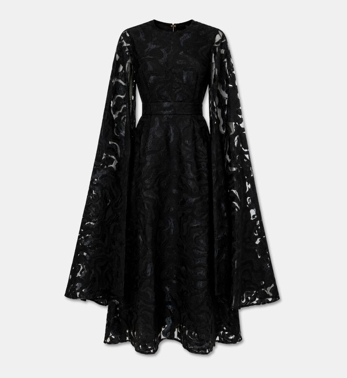 Poca and Poca Sheer Flared-sleeve Midi Dress, Packshot View