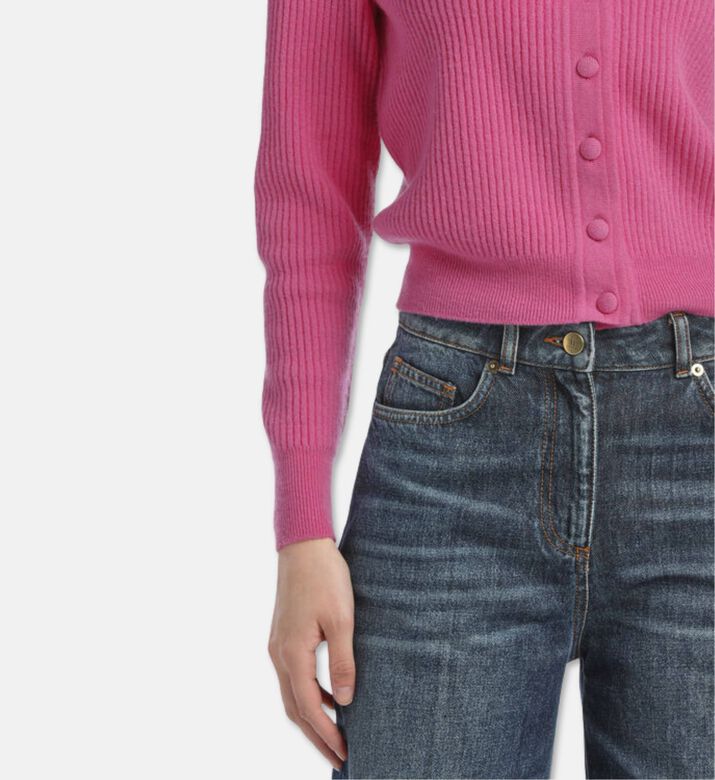 Luisa Spagnoli Cassiere Striped Bow-detail Slim-fit Jacket, Model View