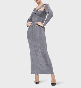 Variegated Rib Draped Metallic Gown Variegated Rib Draped Metallic Gown