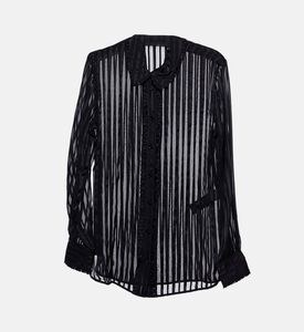 The Kooples Striped Ruffled Sheer Shirt, Packshot View