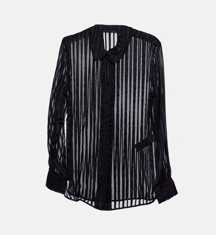 The Kooples Striped Ruffled Sheer Shirt, Packshot View