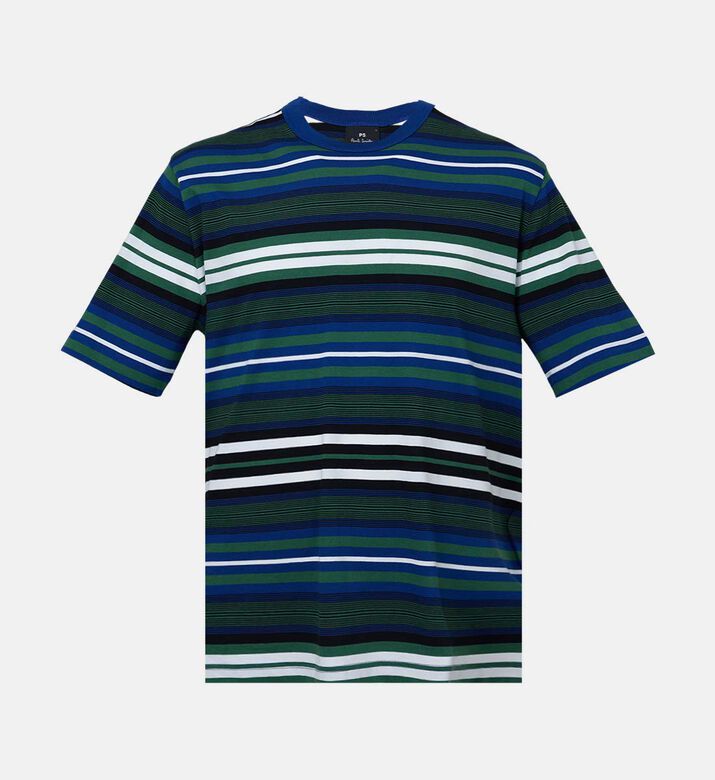 Stripe Pattern Crewneck T-shirt