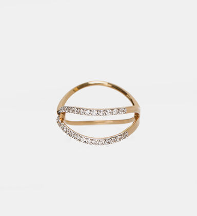 Golden White Diamond Double Ring