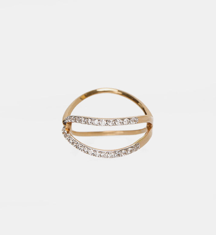Golden White Diamond Double Ring