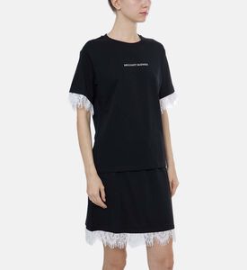 Lace Trims Text-print Short-sleeve T-shirt