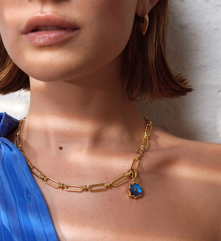 Ottoman Hands Charm Link Chain Necklace, Packshot View Ottoman Hands Charm Link Chain Necklace, Packshot View