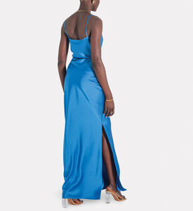 Savanna Essential Satin Midi Skirt, Blue, L, Model View