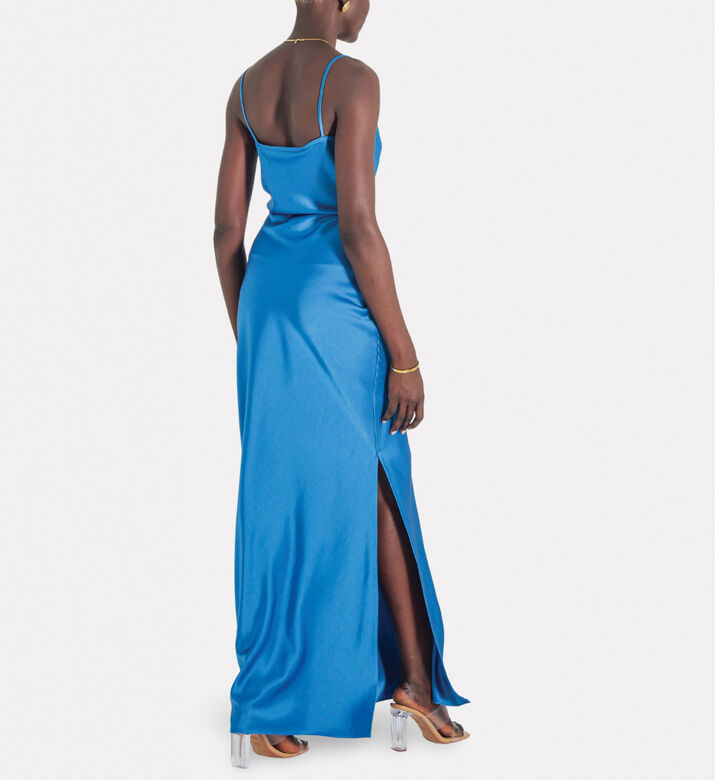 Savanna Essential Satin Midi Skirt, Blue, L, Model View