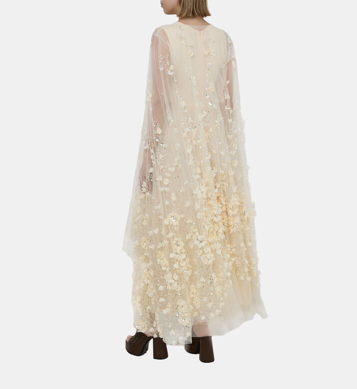 Cape -sleeve Crape Tulle Dress Cape -sleeve Crape Tulle Dress