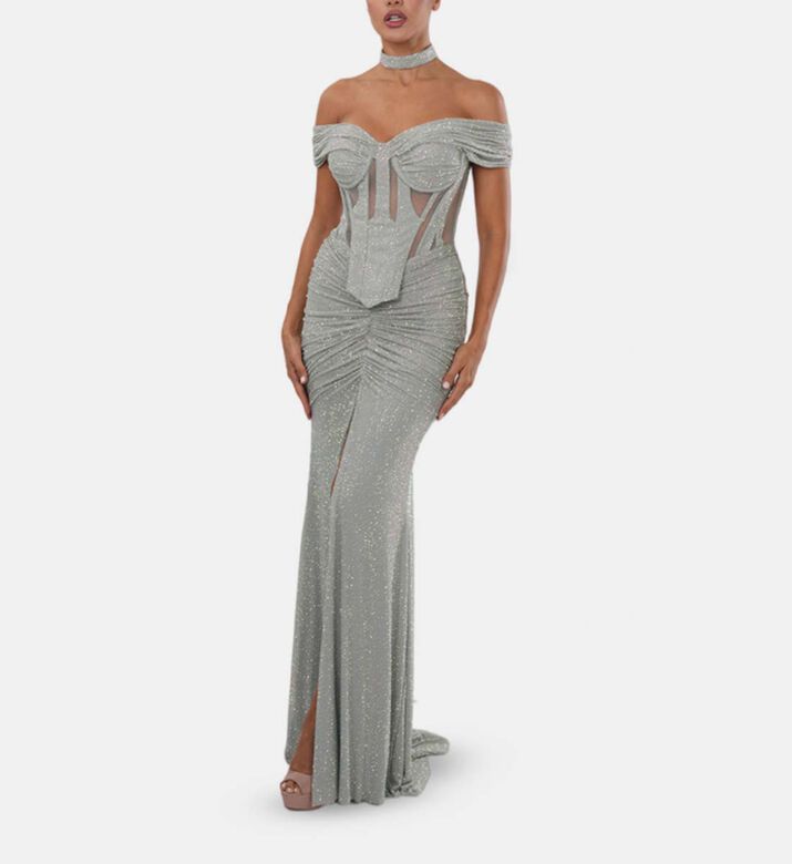 Zeena Zaki Set, Grey, L, Model View