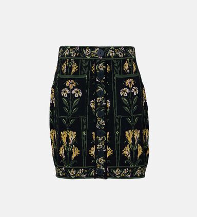 Black Flowers Arch Knit Skirt