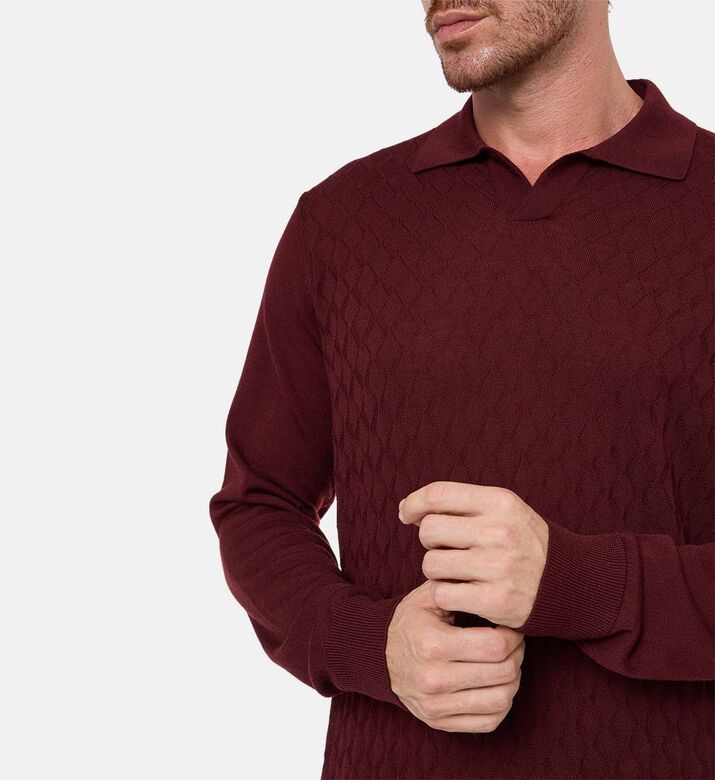 Corneliani Knit Long-sleeve Regular-fit Polo Shirt, Dark-red, 54, Model View