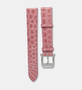 Camille Fournet Alligator Round Scale Shiny Watch Strap, Pink, Packshot View