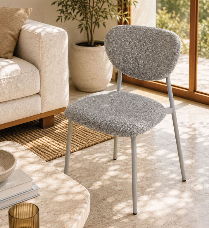 Home Deco and More Leo Padded Dining Chair, Grey, Packshot View