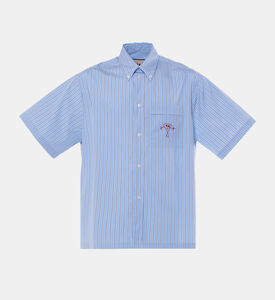 قميص قطن مخطط بأكمام قصيرة