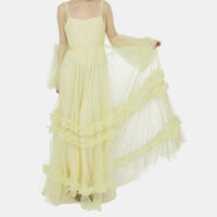 Sheer Mesh Ruffled Cuffs Dress