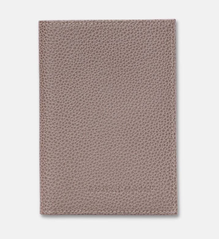Longchamp Le Foulonne Leather Passport Cover, Grey, Packshot View