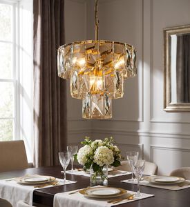 Baroque Basilio Rectangular Crystals Chandelier, Packshot View