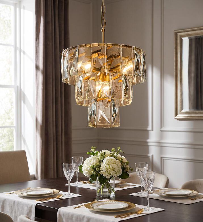 Baroque Basilio Rectangular Crystals Chandelier, Packshot View