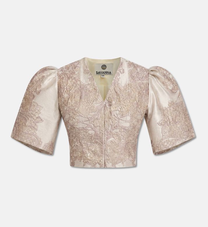 Savanna Marilag Jacquard Sleeve Top, Packshot View