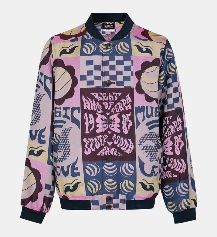 Oversized Jacquard Bomber Jacket