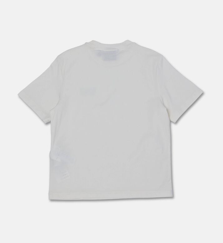 EA7 Cotton Logo-print Crewneck T-shirt, White, 14y, Packshot View