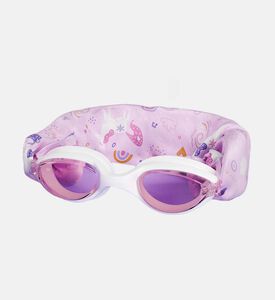 نظارة سباحة بيضاء للأطفال بشريط ناعم مزينة بأحادي القرن السحري