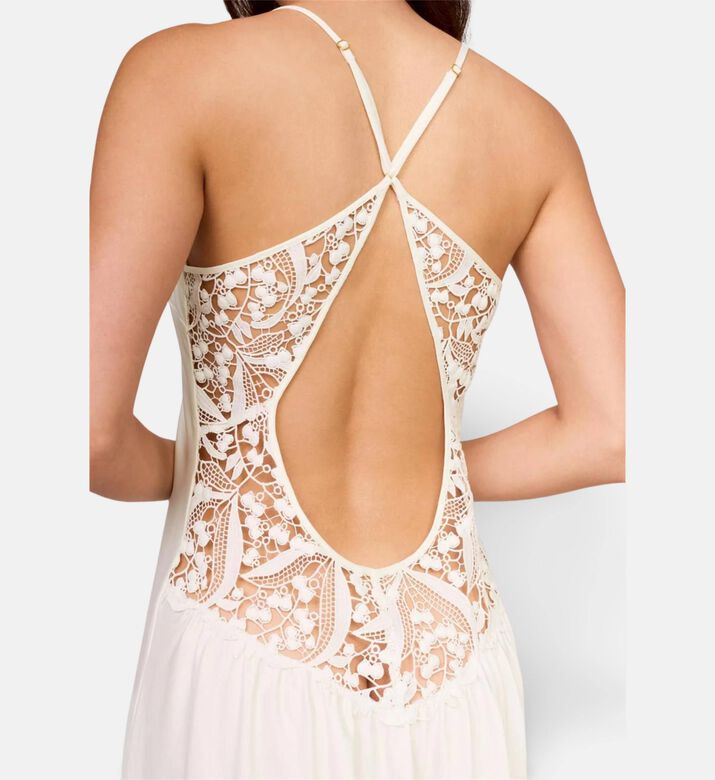 Rya Lace-shoulder Long Robe, Model View