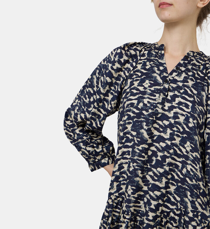 فستان عائشة قصير مطبوع بياقة في