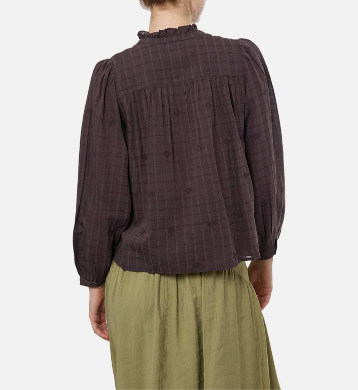 Ba and Sh Melody All-over Embroidery Blouse, Brown, S, Model View