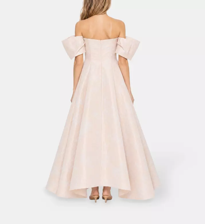 L Atelier Du Luxe Silk Jacquard Strapless Gown, Model View