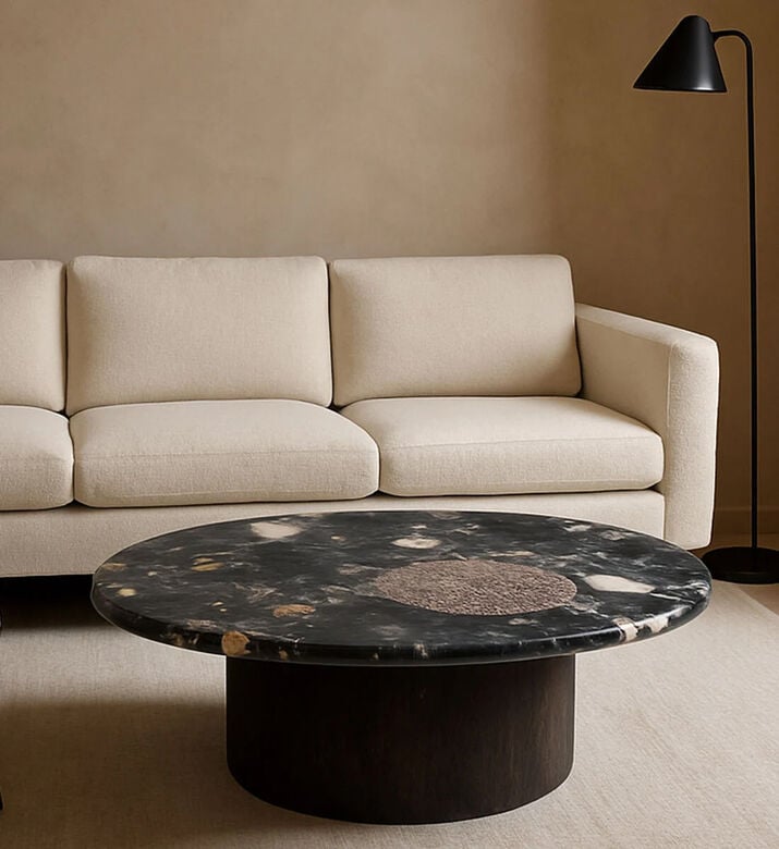 Home Deco and More Gobi Norvigo Marble Coffee Table, Black, 94x98-cm, Packshot View Home Deco and More Gobi Norvigo Marble Coffee Table, Black, 94x98-cm, Packshot View