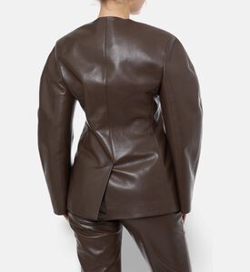 Nanushka Leather Puff Long-sleeve Jacket, Model View
