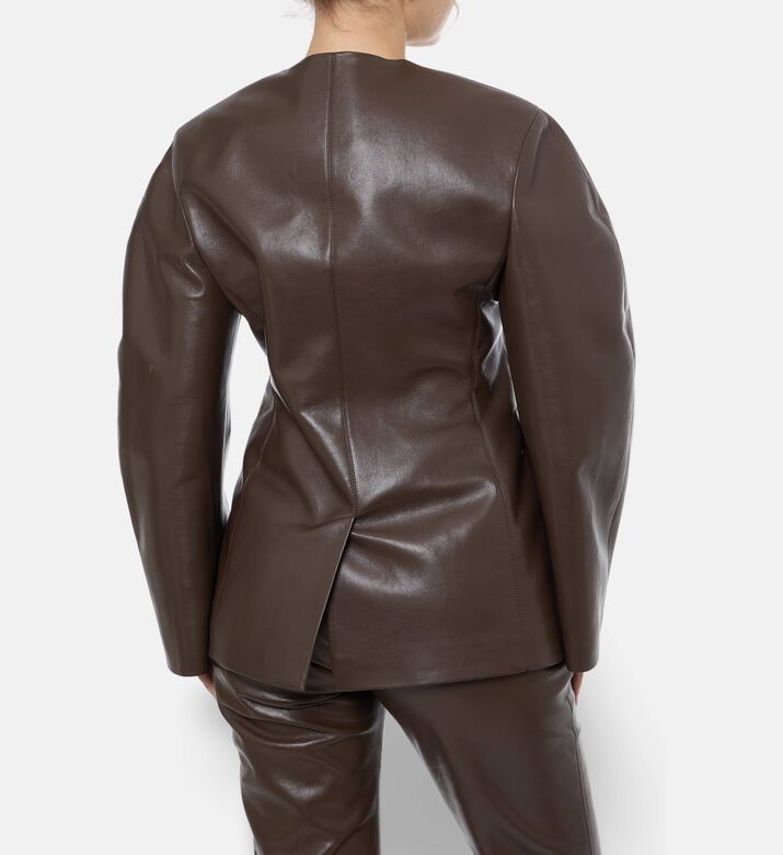 Nanushka Leather Puff Long-sleeve Jacket, Model View