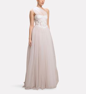 Michael Cinco Asymmetric Long Dress, Model View