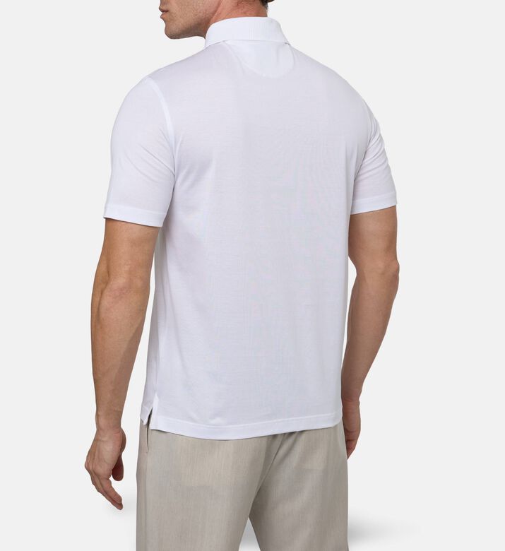 Pal Zileri Slim-fit Button-placket Polo, White, 52, Model View