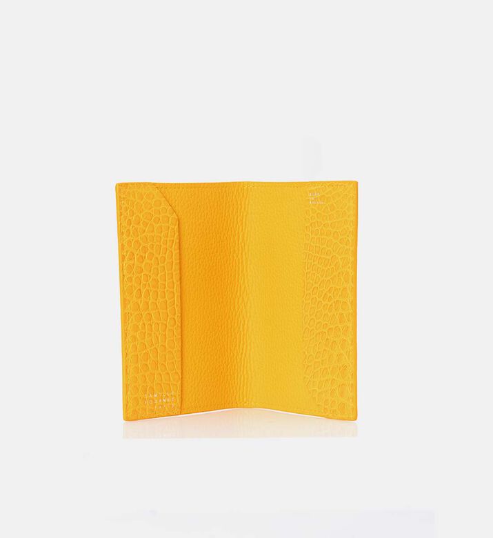 Camille Fournet Pebbled Leather Passport Holder, Yellow, Packshot View